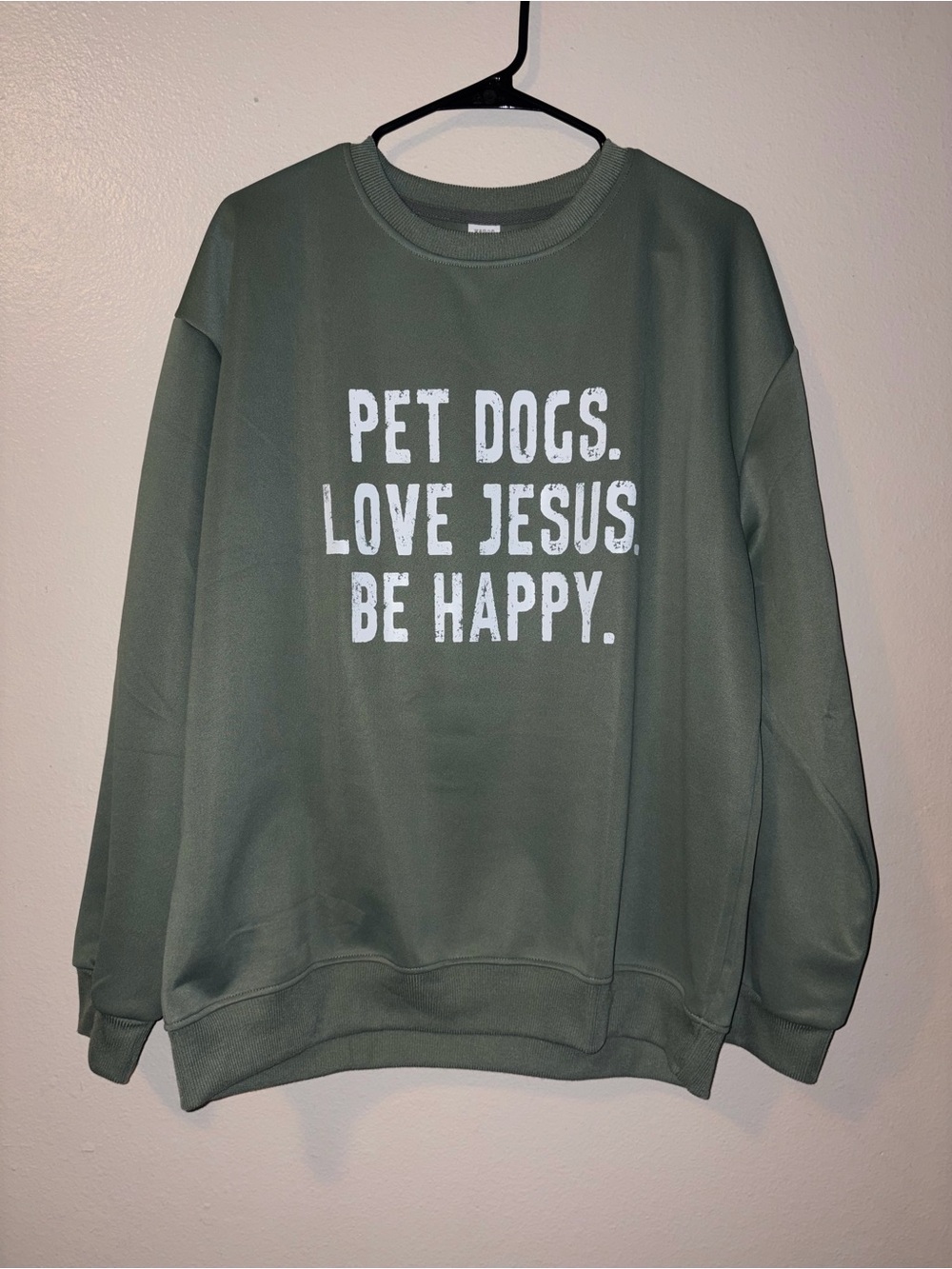 Olive Green Graphic Crewneck Sweatshirt - Inspirational Text
